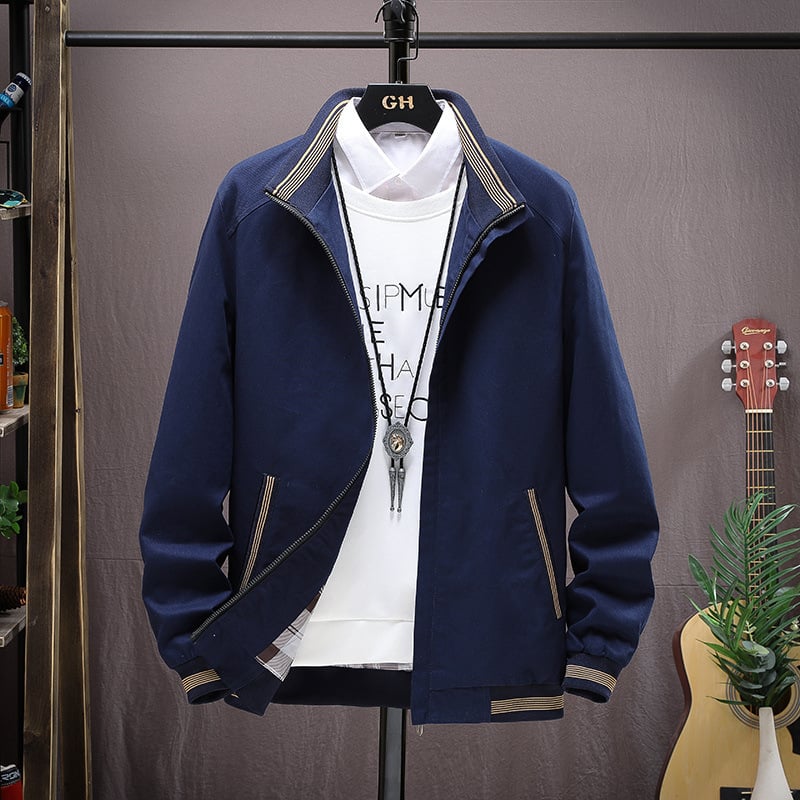Men's Casual Stand Collar Cotton Jacket for Spring/Autumn