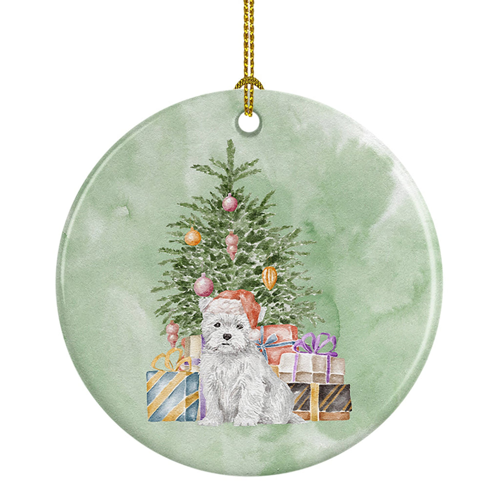 West Highland White Terrier Puppy Christmas Presents and Tree Ceramic Ornament