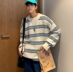 Men's Striped Crewneck Sweater for Autumn & Winter