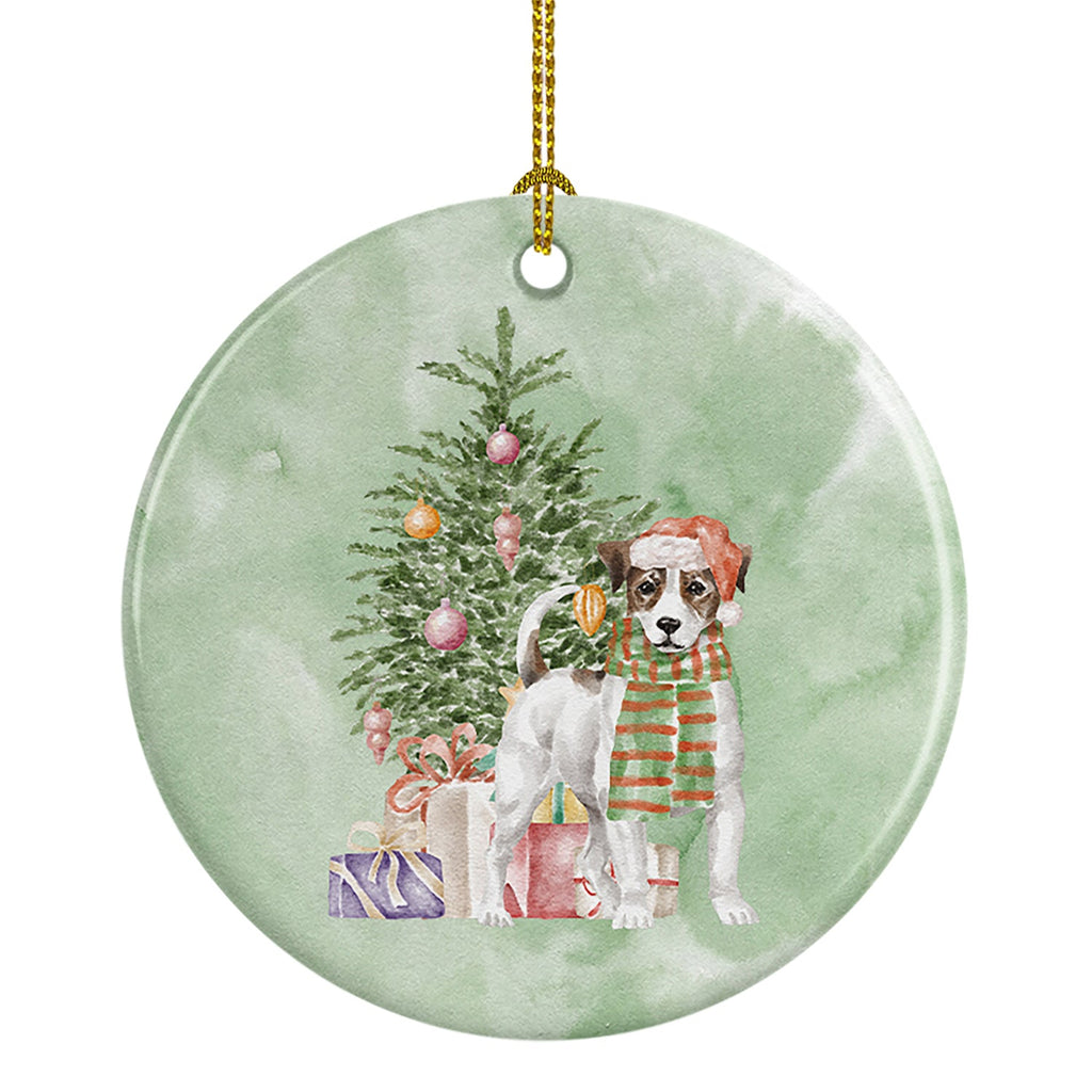 Jack Russell Terrier Smooth Christmas Presents and Tree Ceramic Ornament