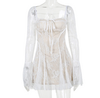 French Lace Backless Dress with Corset Detail
