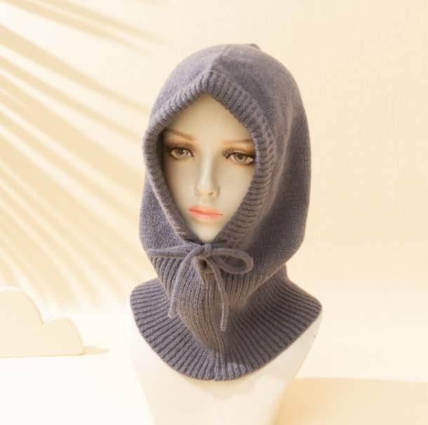 Women's Solid Color Drawstring Beanie Hat for Winter | Embroidered Cap