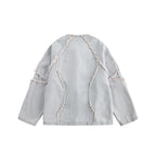 Vintage Chinese Style Denim Jacket in Washed Blue