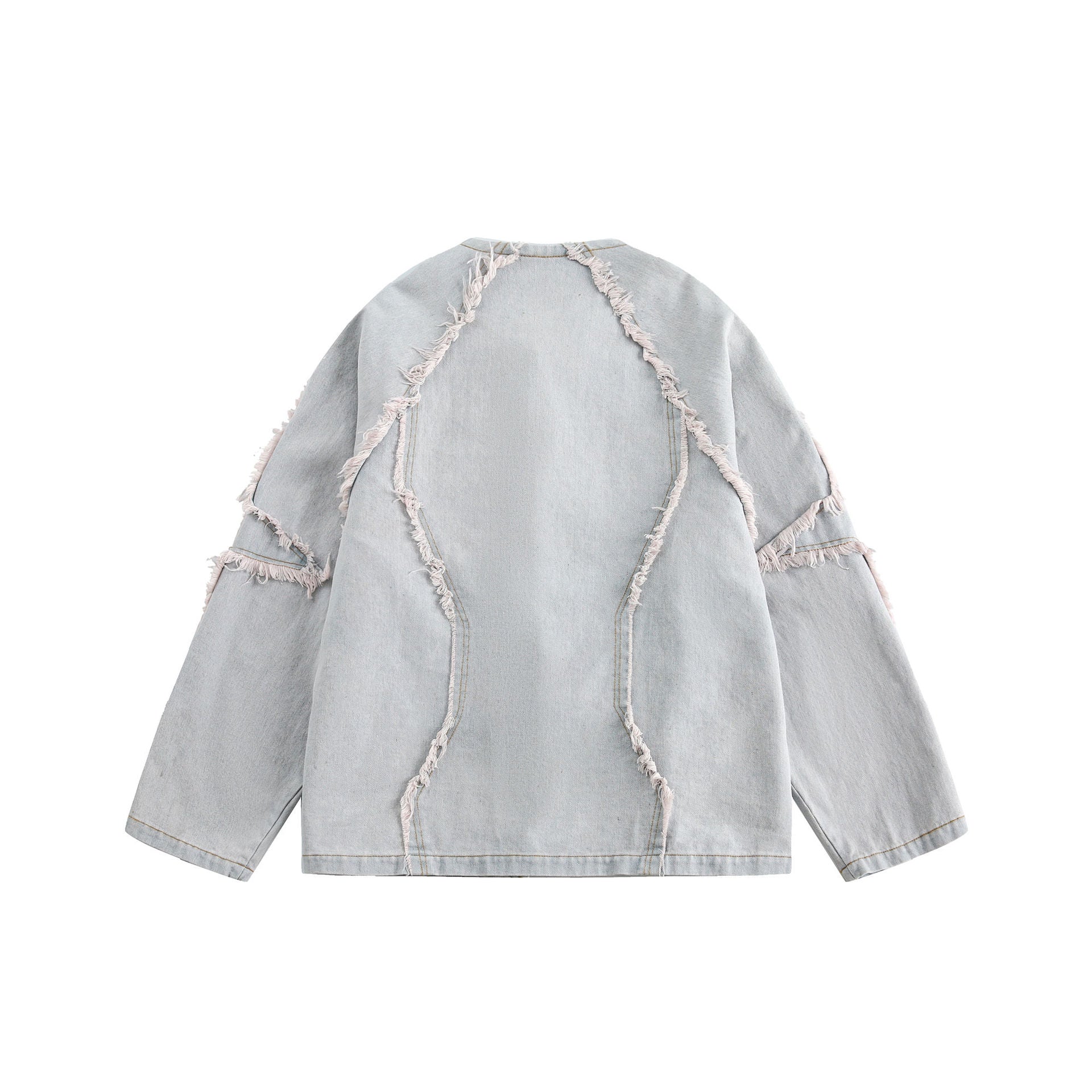 Vintage Chinese Style Denim Jacket in Washed Blue