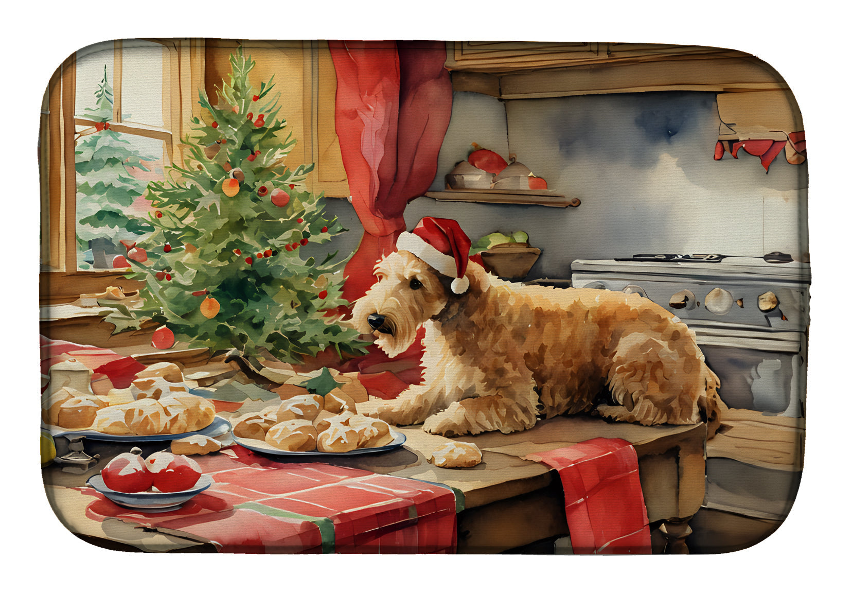 Lakeland Terrier Christmas Cookies Dish Drying Mat