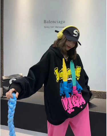 Loose Casual Women's Velvet Padded Hooded Sweatshirt | Streetwear