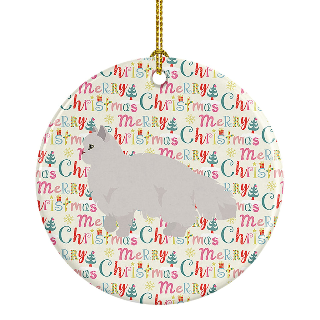 White Persian Traditional Cat Christmas Ceramic Ornament