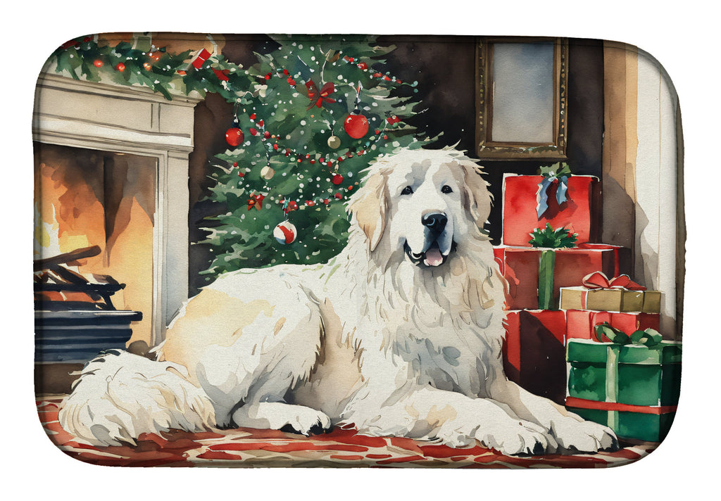 Great Pyrenees Cozy Christmas Dish Drying Mat