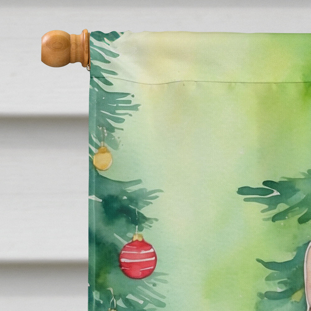Pudelkatze Cat By the Christmas Tree House Flag