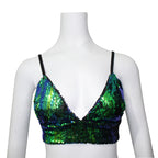 Women's Green Sequin Bralette Top