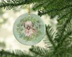 Briard Smiling Christmas Wreath Ceramic Ornament