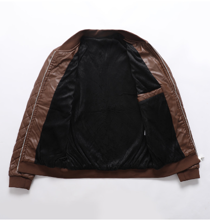 Faux Leather Stitched Motorcycle Jacket