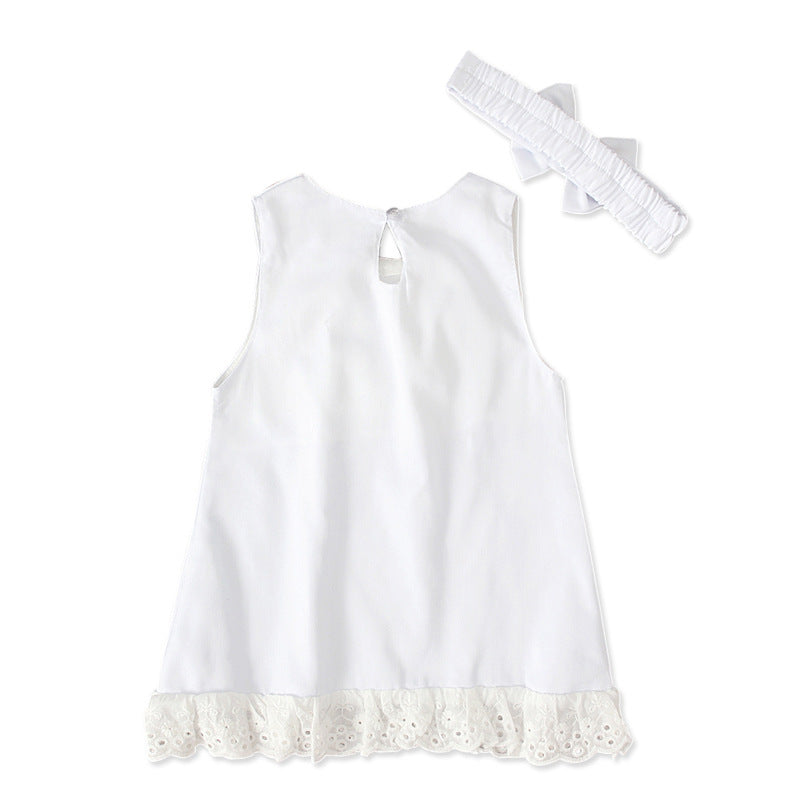 Summer Style Girls' Sleeveless Bow Dress Set