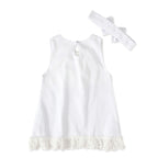 Summer Style Girls' Sleeveless Bow Dress Set
