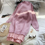 Thick Women's O-Neck Long-Sleeve Ruffle Sweater Tops