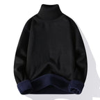 Men's Solid Color Turnable Turtleneck Fleece Sweater