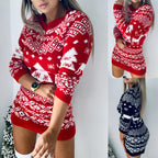 Women's Christmas Theme Knitted Long-sleeved Dress