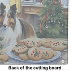 Sheltie Christmas Cookies Glass Cutting Board