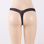 Plus Size Lace Transparent Low Rise Thong Panties