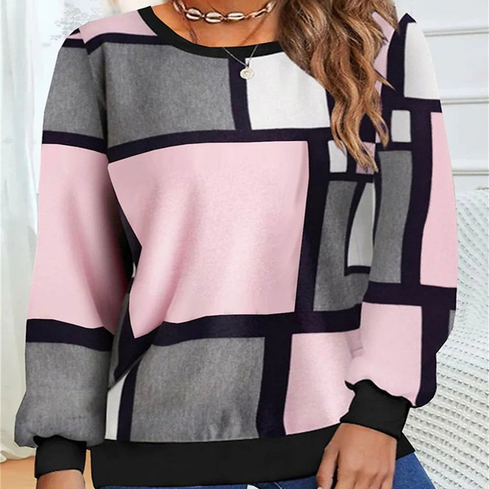 Casual 3D Printed Geometric Long Sleeve Sweater