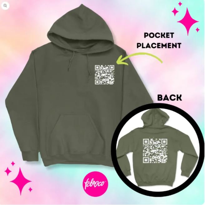 New European And American QR Code Printed Long Sleeved Hoodie | Streetwear