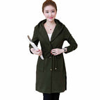 Hooded Mid-Length Trench Coat for Women - Casual Style