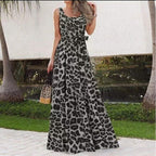 Irregular Belted Sleeveless Maxi Cake Dress