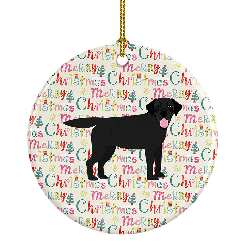 Black Labrador Retriever Merry Christmas Ceramic Ornament