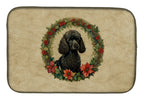 Poodle Christmas Flowers Dish Drying Mat