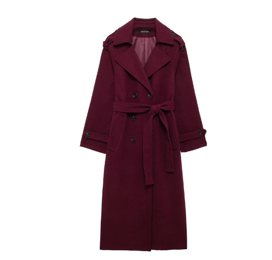 Double-Breasted Woolen Coat (One Piece)