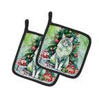 Oriental Longhair Cat By the Christmas Tree Pair of Pot Holders