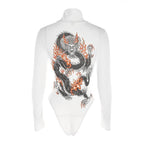 Ladies' Autumn Long Sleeve Dragon Print Bodysuit