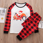 Cartoon Santa Claus Printed Plaid Pants for Families