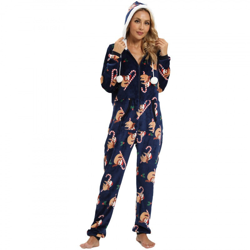Ladies Flannel Christmas Halloween Onesie Pajamas