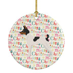 Toy Fox Terrier Merry Christmas Ceramic Ornament