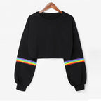 Women's Long Sleeve Color Block Short Neck Sweatshirt | Streetwear