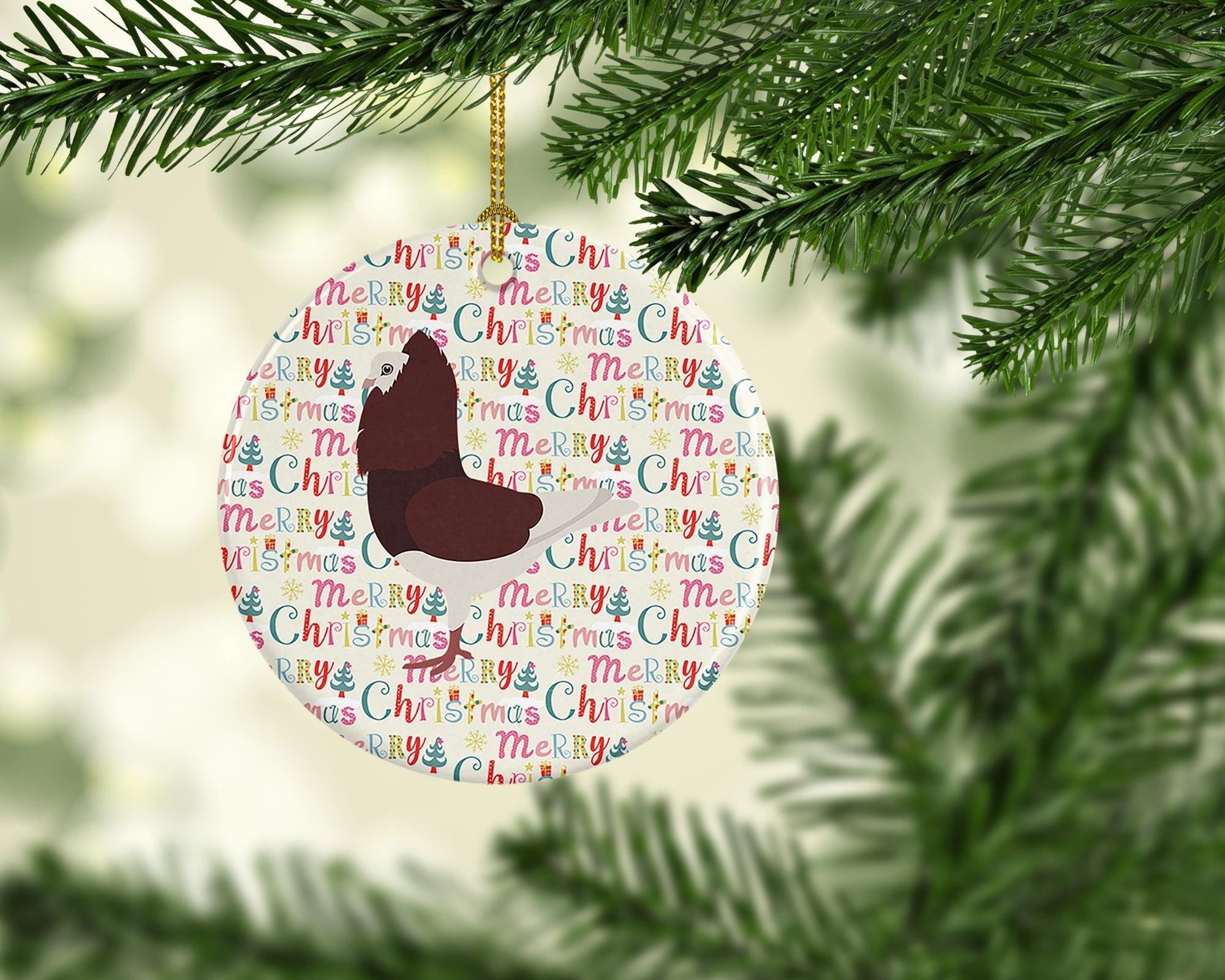 Capuchin Red Pigeon Christmas Ceramic Ornament