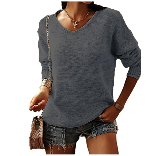 Women's Casual V-neck Slim Fit Knit Sweater