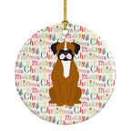 Merry Christmas Flashy Fawn Boxer Ceramic Ornament