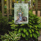 Dachshund Longhair Black Tan Christmas Presents and Tree Garden Flag