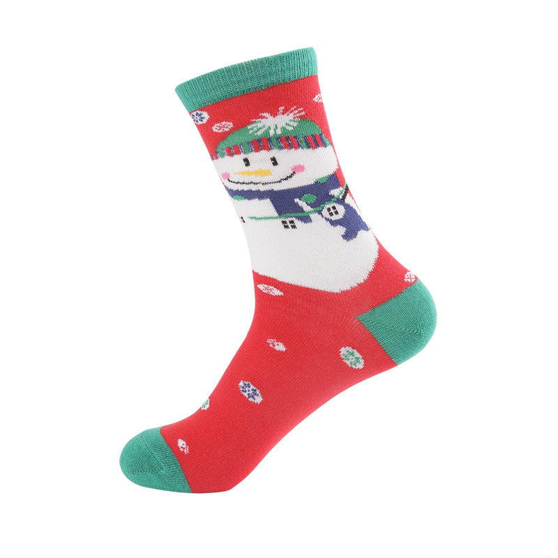 Medium Tube Socks Featuring Santa Claus, Elk, Snowman