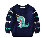 Christmas Dinosaur Jacquard Double Padded Sweater