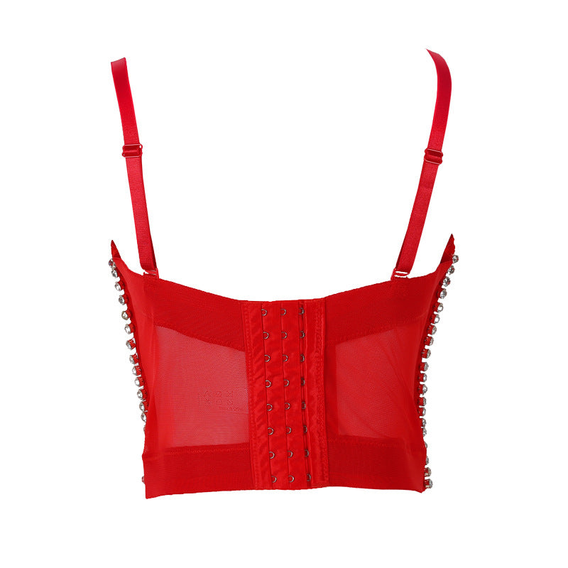 Beaded Strapless Crop Top Performance Outfit