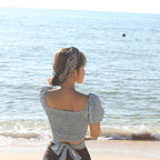 Ins Style Floral Short Sleeve High Waist Bikini Set