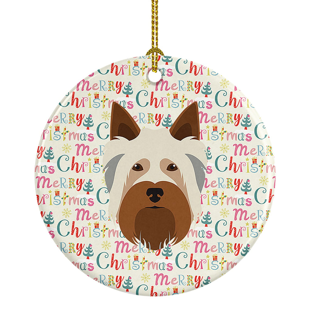 Australian Silky Terrier Merry Christmas Ceramic Ornament