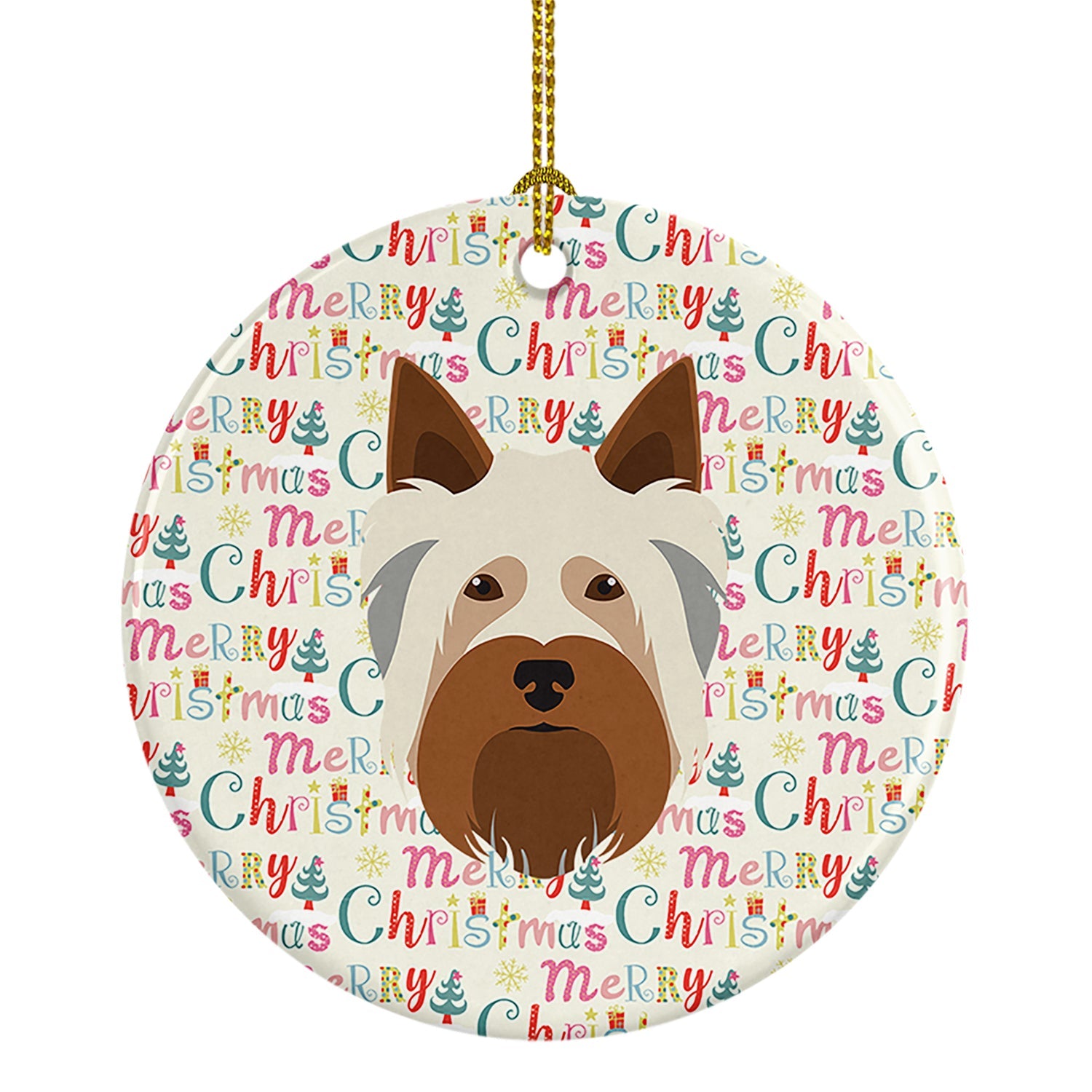 Australian Silky Terrier Merry Christmas Ceramic Ornament