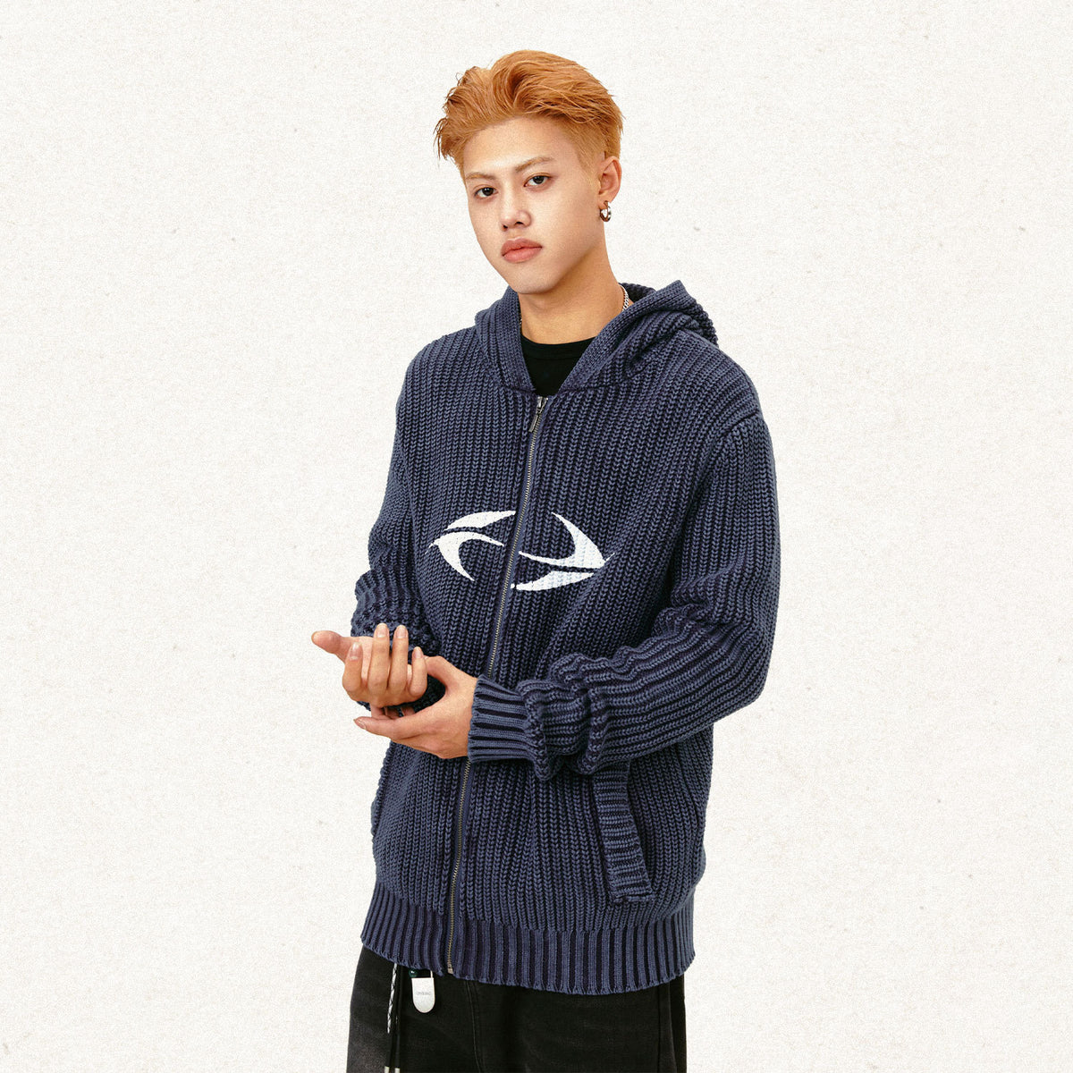 American Street Distressed Printed Hooded Sweater