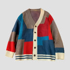 90s Vintage Red V-Neck Knit Sweater for Men