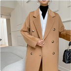 Women's Reversible Wool Tweed Coat with Suit Collar