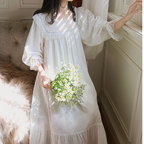 Cotton Lace Princess Style Nightgown for Women